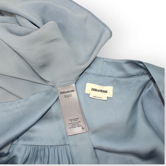 Large Zadig&Voltaire Ralia Satin Midi Dress Tonnerre Monochrome Minimal Feminine - Picture 6 of 14